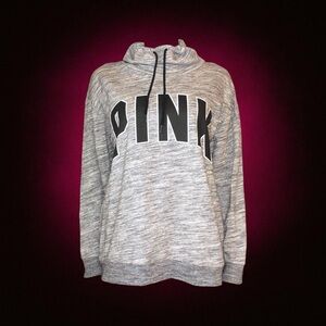 PINK marled gray cowl neck sweatshirt